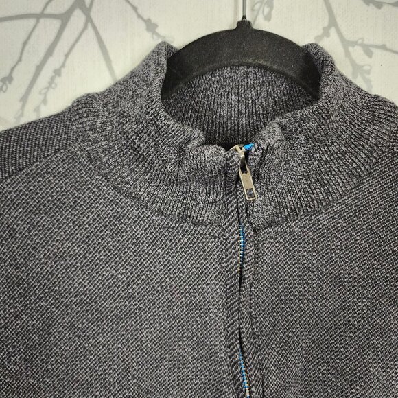 Robert Graham Charcoal Cotton Blend Knit Quarter Zip Mockneck Sweater - Picture 2 of 6